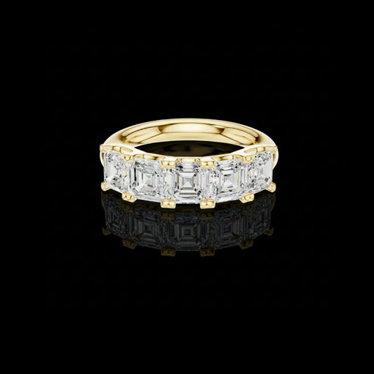 Asscher Cut Lab Grown Diamond Half Eternity Wedding Band