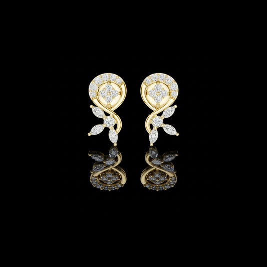  0.13 CT Prime Elegance Inspired Floral Marquise Cut Moissnite Diamond Stud Earrings
