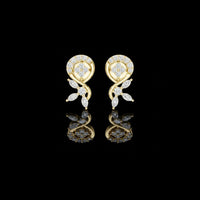 Floral Vine Moissanite Diamond Marquise & Round Stone Drop Stud Earrings