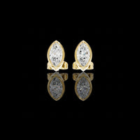 Minimal Marquise Bezel Moissanite Diamond Stud Earrings with Elongated Navette Silhouette