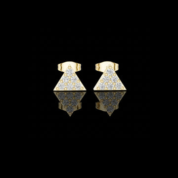 0.42 TCW Geometric Triangle Round Cut Moissanite Diamond Stud Earrings with Pave Set For Gift