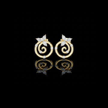 0.30 CT Classic Moissanite Marquise Cut Elegant Spiral Earrings With Round Diamond Leaf Accents
