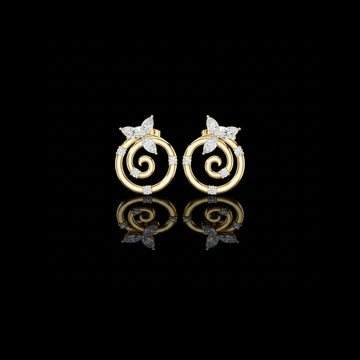 Classic Marquise Cut Moissanite Diamond Elegant Spiral Earrings With Round Diamond Leaf Accents