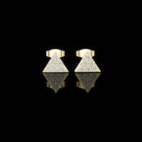 Geometric Triangle Round Cut Moissanite Diamond Stud Earrings with Pave Set