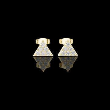 Geometric Triangle Round Cut Moissanite Diamond Stud Earrings with Pave Set
