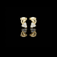 Exclusive Round Cut Moissanite Diamond Cluster Stud Earrings with Sculpted Curved Design