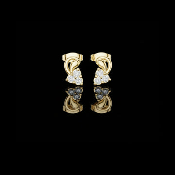 Exclusive Round Cut Moissanite Diamond Cluster Stud Earrings with Sculpted Curved Design