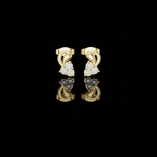 Exclusive Round Cut Lab Diamond Cluster Stud Earrings with Sculpted Curved Design