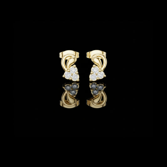0.27 TCW Exclusive Round Cut Moissanite Diamond Cluster Stud Earrings with Sculpted Curved Design