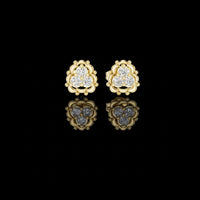 Vintage Floral Round Moissanite Diamond Cluster Stud Earrings with Beaded Halo Design