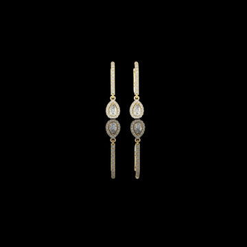 0.30 TCW Bright Moissanite Pear Cut Diamond Drop Earrings Premium Halo Dangle Jewelry