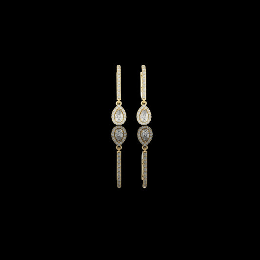 0.30 TCW Bright Moissanite Pear Cut Diamond Drop Earrings Premium Halo Dangle Jewelry