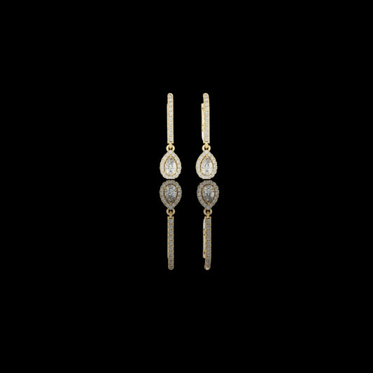 Bright Pear Cut Lab Diamond Drop Earrings Premium Halo Dangle Jewelry