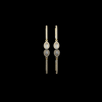 Bright Moissanite Pear Cut Diamond Drop Earrings Premium Halo Dangle Jewelry
