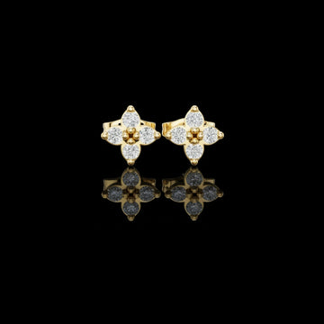0.24 TCW Classic Clover Moissanite Diamond Stud Earrings with Four Petal Cut Design
