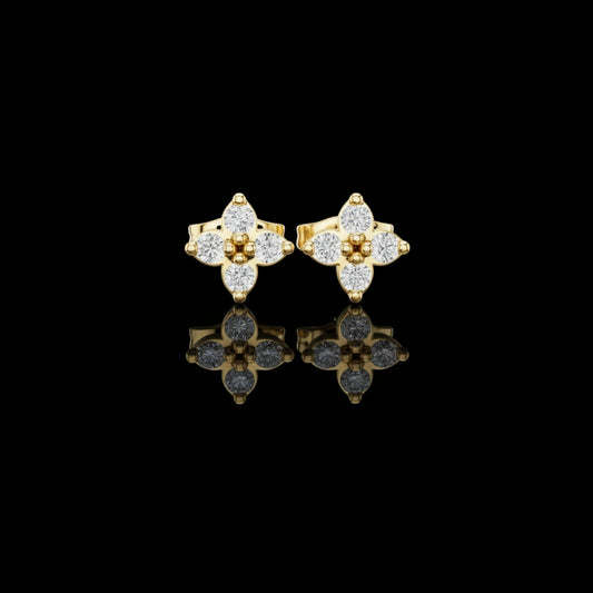 0.24 TCW Classic Clover Moissanite Diamond Stud Earrings with Four Petal Cut Design