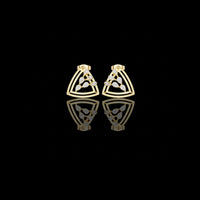 Modern Geometric Triangle Round Cut Moissanite Diamond Stud Earrings with Open Frame Design