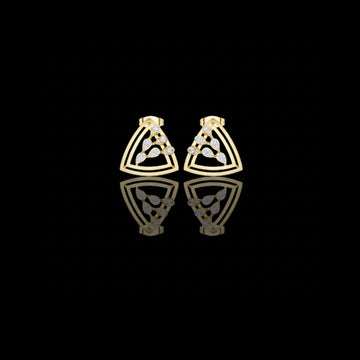 Modern Geometric Triangle Round Cut Moissanite Diamond Stud Earrings with Open Frame Design