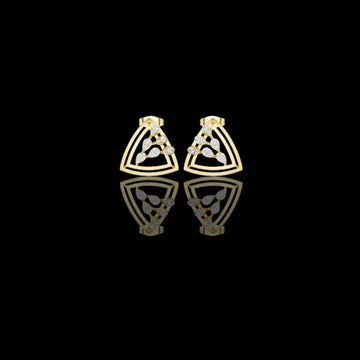 0.36 TCW Modern Geometric Triangle Round Cut Moissanite Diamond Stud Earrings with Open Frame Design For Surprise
