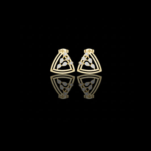 0.36 TCW Modern Geometric Triangle Round Cut Moissanite Diamond Stud Earrings with Open Frame Design For Surprise