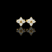 Classic Clover Moissanite Lab Diamond Stud Earrings with Four Petal Cut Design