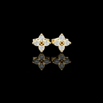 Classic Clover Moissanite Lab Diamond Stud Earrings with Four Petal Cut Design