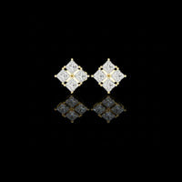 Quad Cluster Moissanite Diamond Earring Four Stone Princess Cut Studs