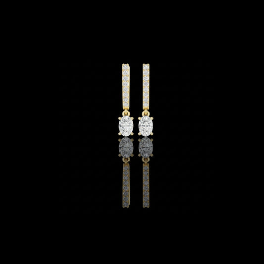 Timeless Lab Diamond Bar Drop Earrings with Oval Cut Sparkle