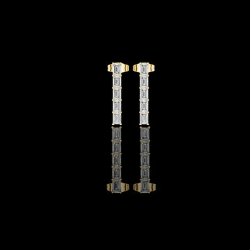 Iconic Vertical Bar Sleek Modern Emerald Moissanite Diamond Earring