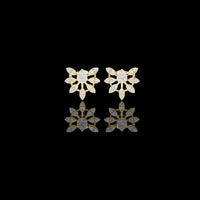 Floral Burst Moissanite Diamond Stud Earrings With Round Petal Cluster Design For Her