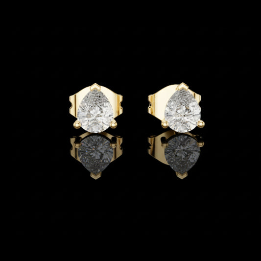 0.75 TCW Pear Shaped Moissanite Diamond Stud Earrings with Soft Contoured Setting for Someone Special