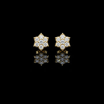 0.38 TCW Starpetal Radiance Moissanite Diamond Cluster Earrings with Sculpted Floral Points For Party Wear