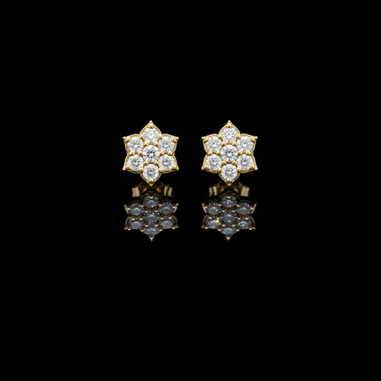 0.38 TCW Starpetal Radiance Moissanite Diamond Cluster Earrings with Sculpted Floral Points For Party Wear
