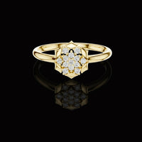 Round Cut Lab Grown Diamond Floral Cluster Ring for Women