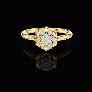 Round Cut Lab Grown Diamond Floral Cluster Ring for Women