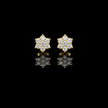 Starpetal Radiance Round Moissanite Diamond Cluster Earrings with Sculpted Floral Points