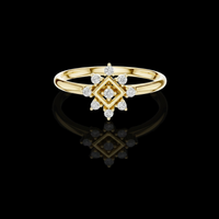 0.074 TCW Intricate Geometric Daily Wear Elegant Floral Lab Round Diamond Cluster Ring