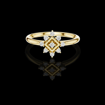 0.074 TCW Intricate Geometric Daily Wear Elegant Floral Lab Round Diamond Cluster Ring