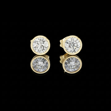 1.00 TCW Timeless Bezel Set Round Brilliant Moissanite Diamond Stud Earrings