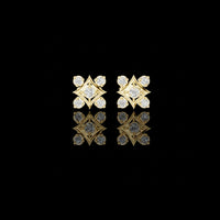 Compass Star Lattice Round Moissanite Diamond Stud Earrings Geometric Gothic Shield
