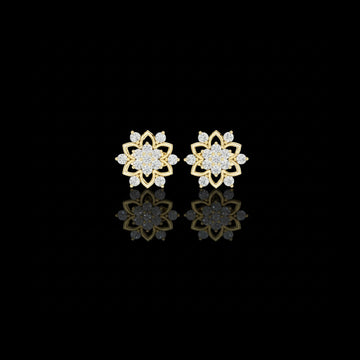 0.39 TCW Sparkling Lab Grown Round Cut flower stud earrings with floral cluster For Her