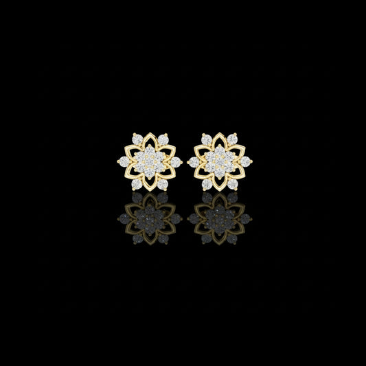 0.39 TCW Sparkling Moissanite Round Cut flower stud earrings with floral cluster For Her