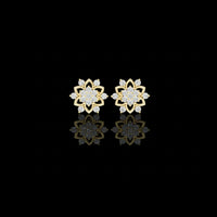 Sparkling Round Moissanite Diamond Flower Stud Earrings With Floral Cluster For Her