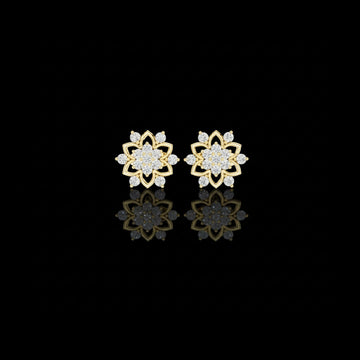 Sparkling Round Moissanite Diamond Flower Stud Earrings With Floral Cluster For Her