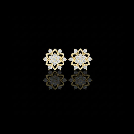 Sparkling Round Moissanite Diamond Flower Stud Earrings With Floral Cluster For Her