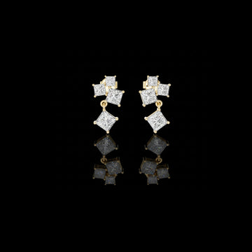 Radiant Prism Princess Cut Moissanite Diamond Drop Earrings With Cluster Accent