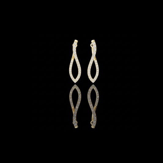 Twisted Wishbone Hoop Round Cut Moissanite Diamond Stud Earrings Asymmetrical Wave