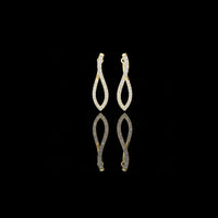 Twisted Wishbone Hoop Round Cut Moissanite Diamond Stud Earrings Asymmetrical Wave