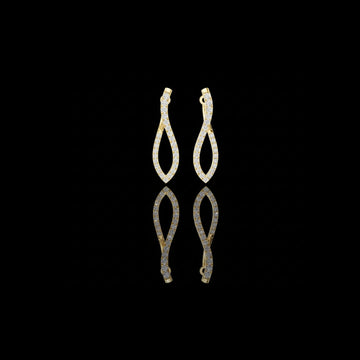 Twisted Wishbone Hoop Round Cut Moissanite Diamond Stud Earrings Asymmetrical Wave