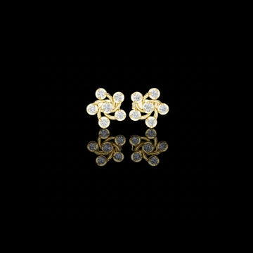 0.39 TCW Golden Pinwheel Swirl Cluster Stud Lab Grown Earrings with Dynamic Circular Brilliance For Her